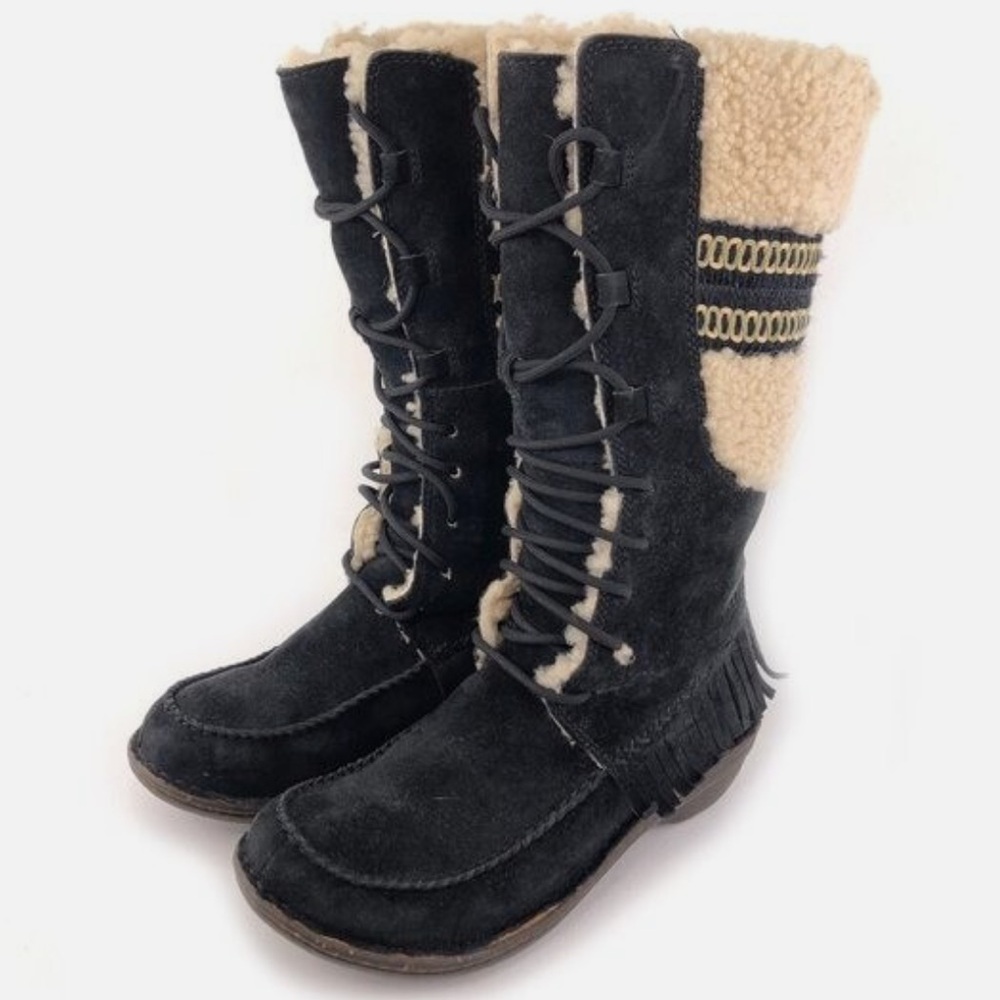 Ugg Shoreline Black Suede Fringe Women's Boots Size 7